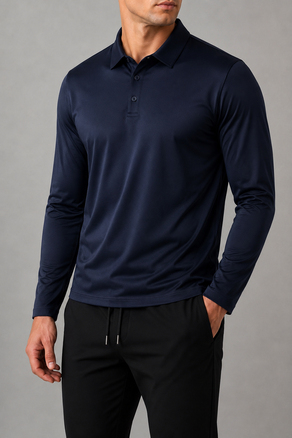 LONG SLEEVE POLO MIDNIGHT BLUE