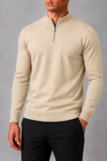 QUARTER ZIP KNIT DESERT BEIGE
